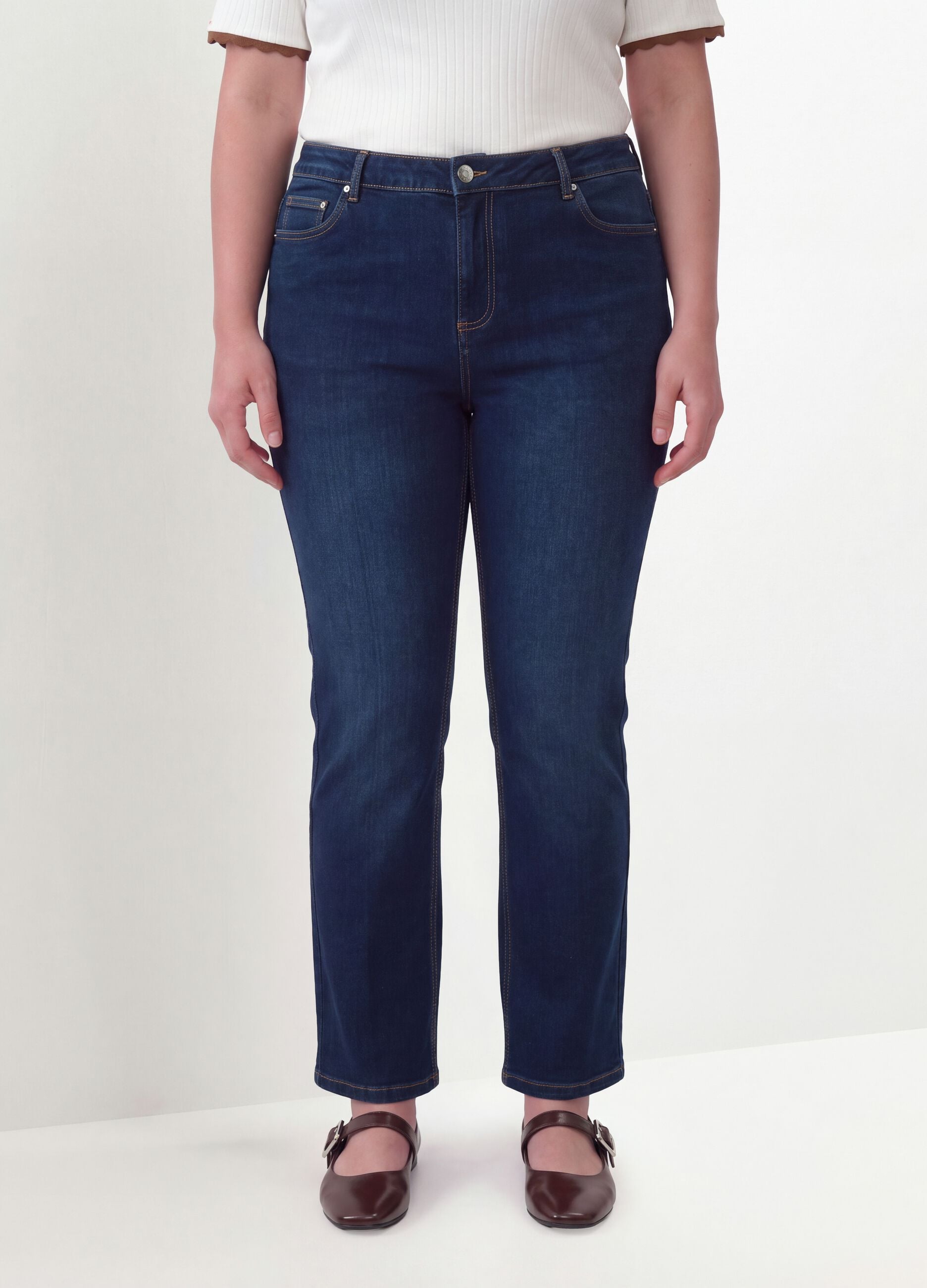 Jeans denim blu in cotone elasticizzato bootcut