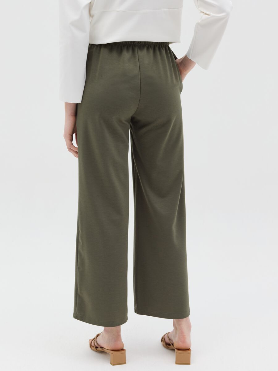 Green wide-leg pull-on trousers_3