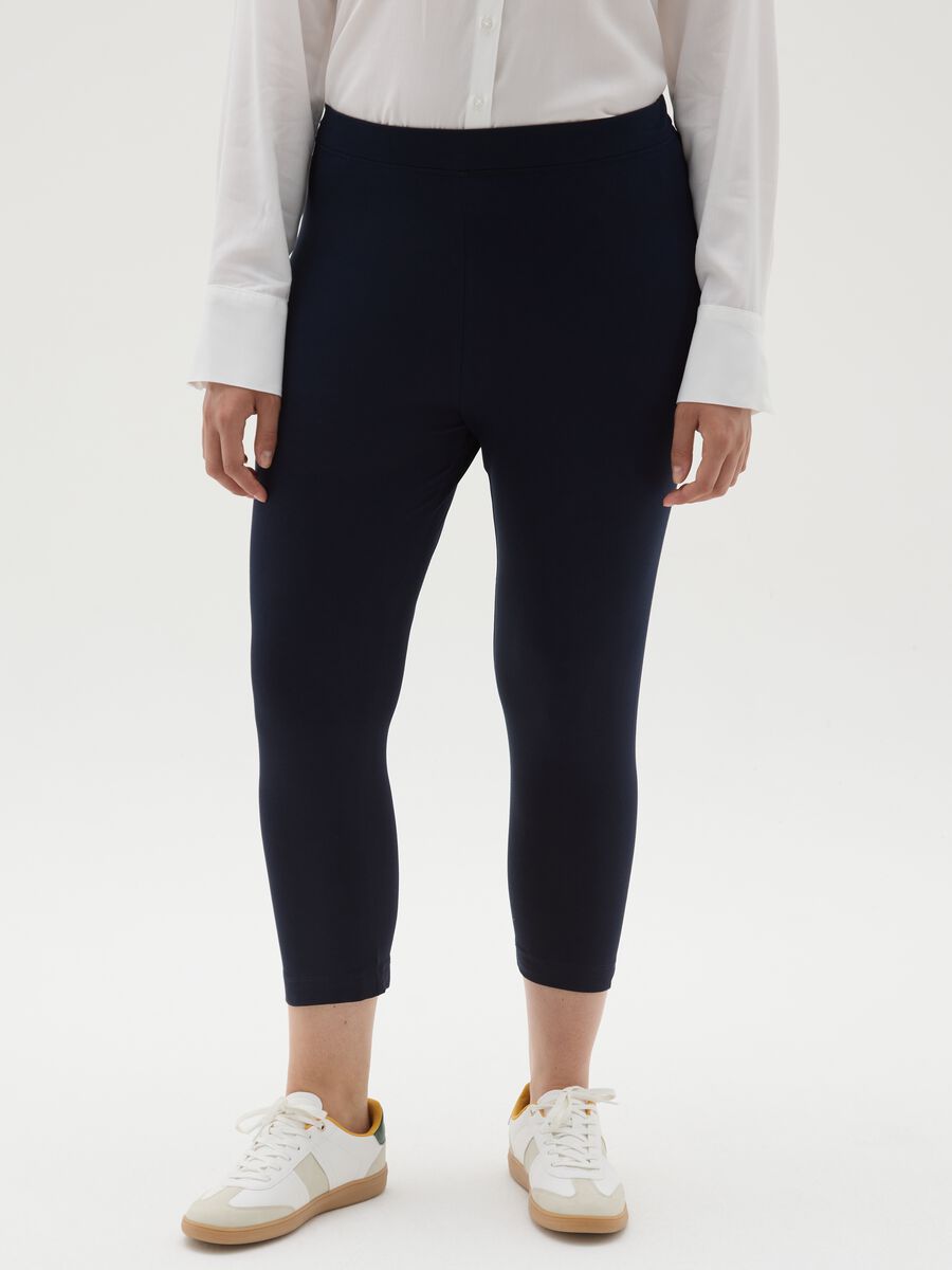 Women's Blue Cotton Skinny Fit Leggings_1