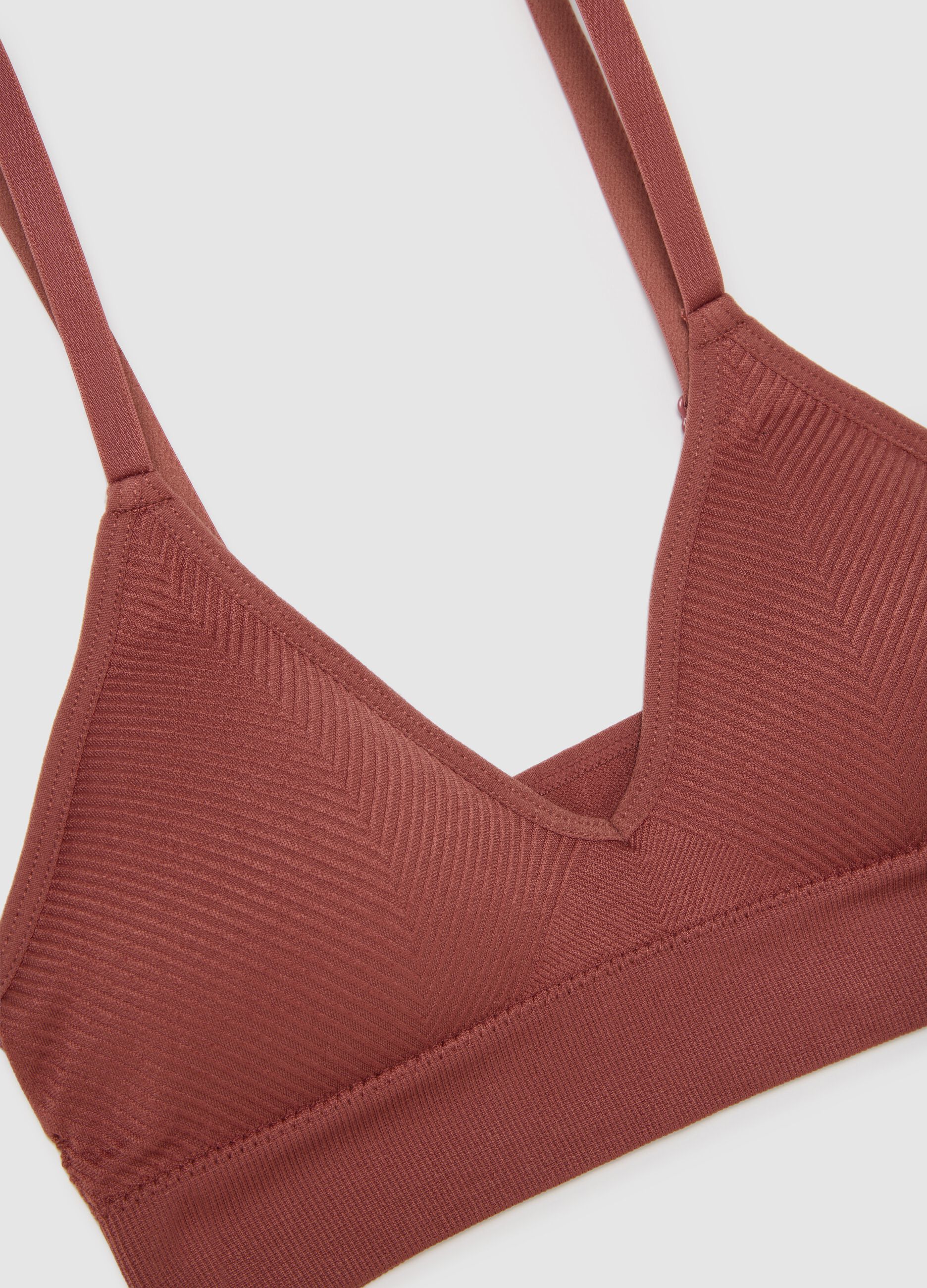 Brown Stretch Fabric Bra