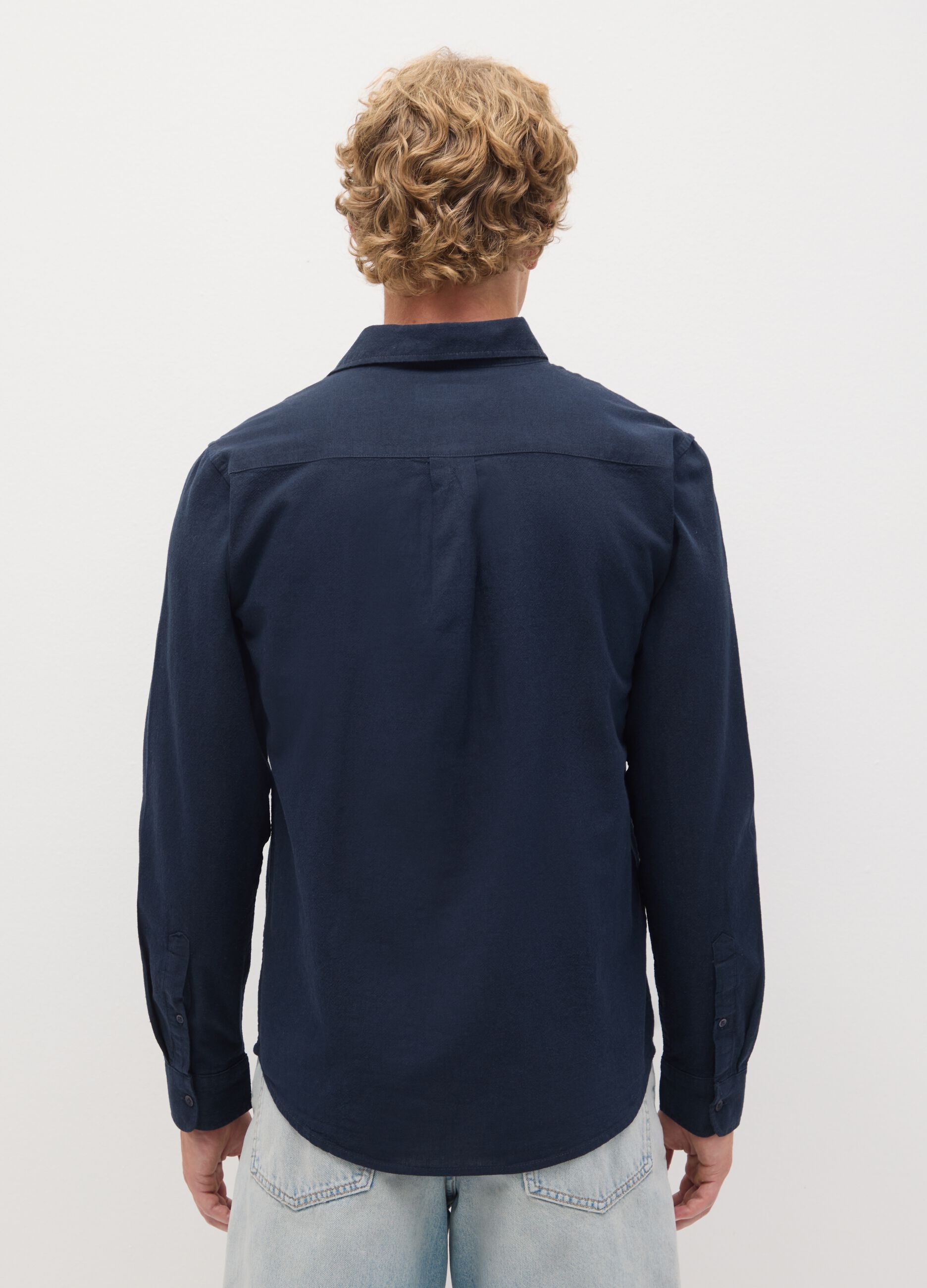 Men's Blue Cotton Regular Fit Shirt