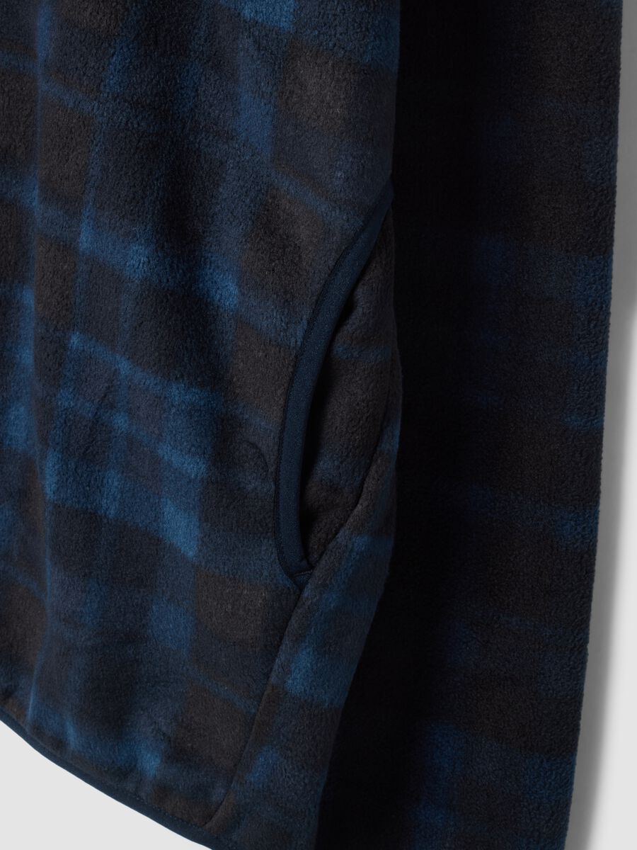 Blue checked fleece sweatshirt with collar, regular fit_1