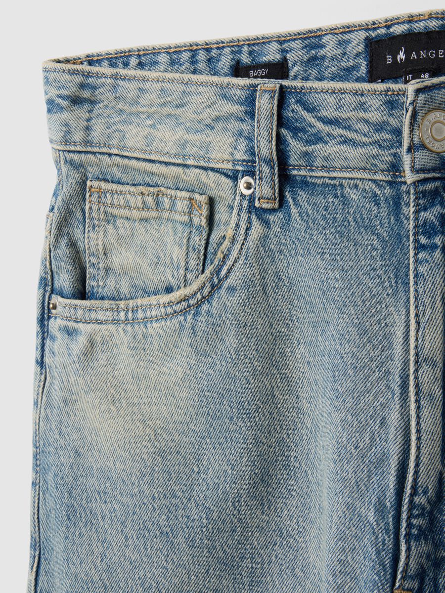 Pure Cotton Blue Denim Skater Fit Shorts_5