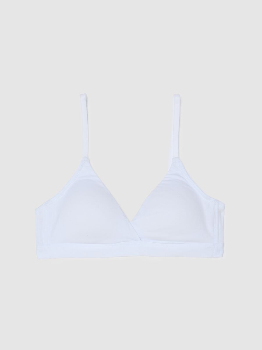 White stretch cotton sports bra_0