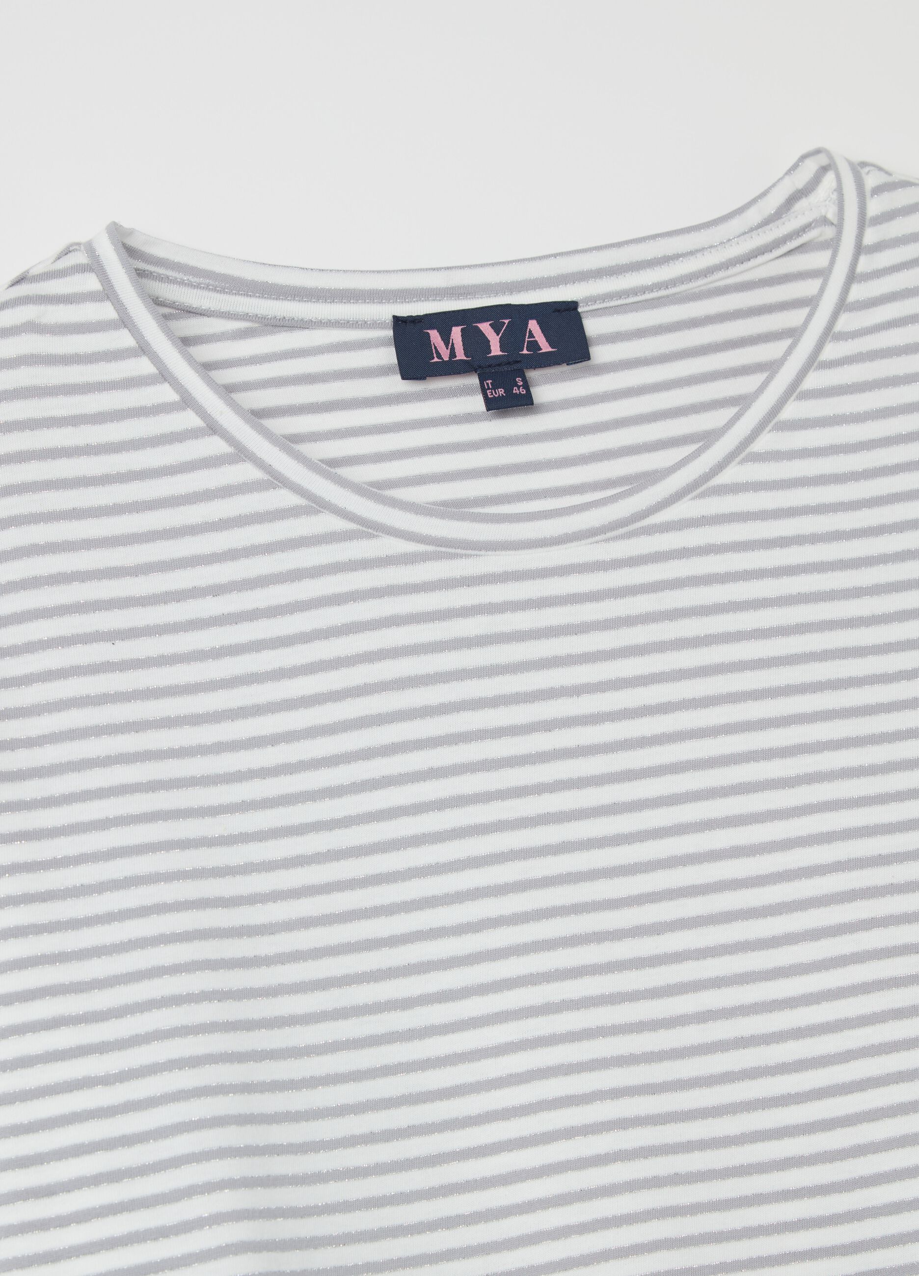 Curvy T-shirt in striped lurex