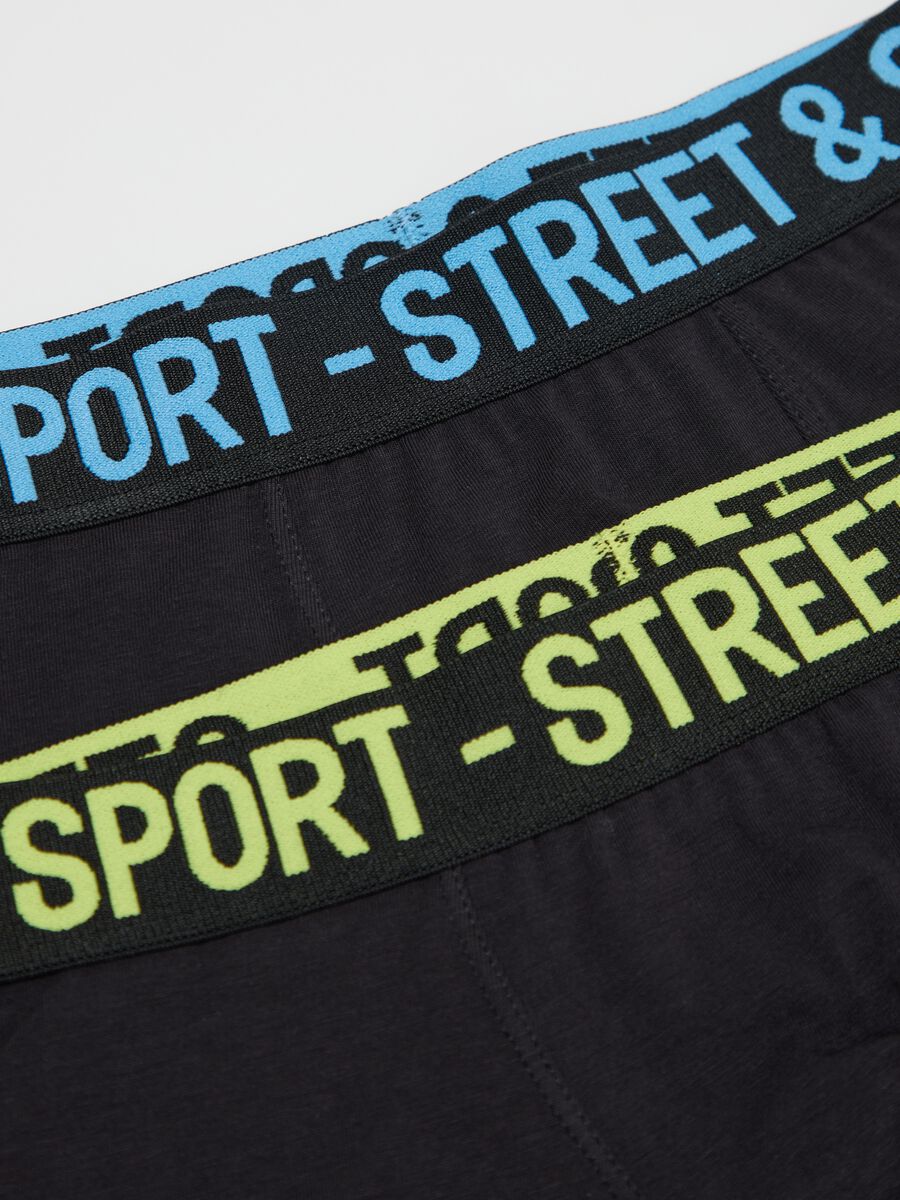 Tripack boxer neri in cotone stretch con scritta_3