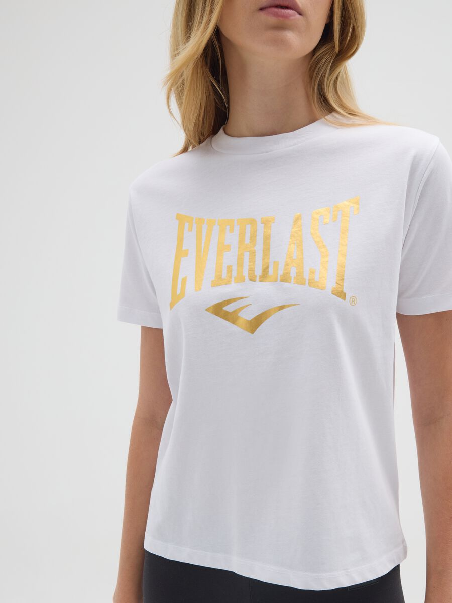 White pure cotton regular fit Everlast T-shirt_3