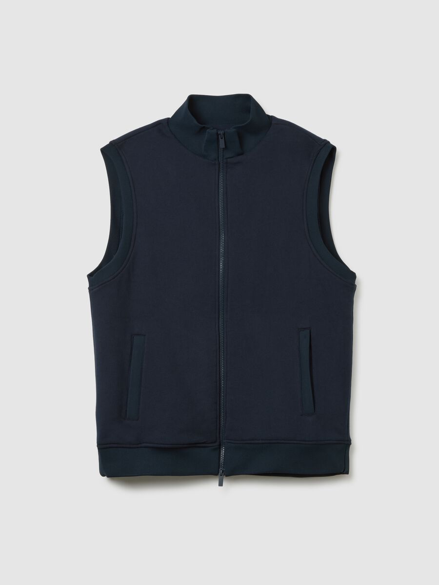 Gilet in puro cotone blu regular fit_0