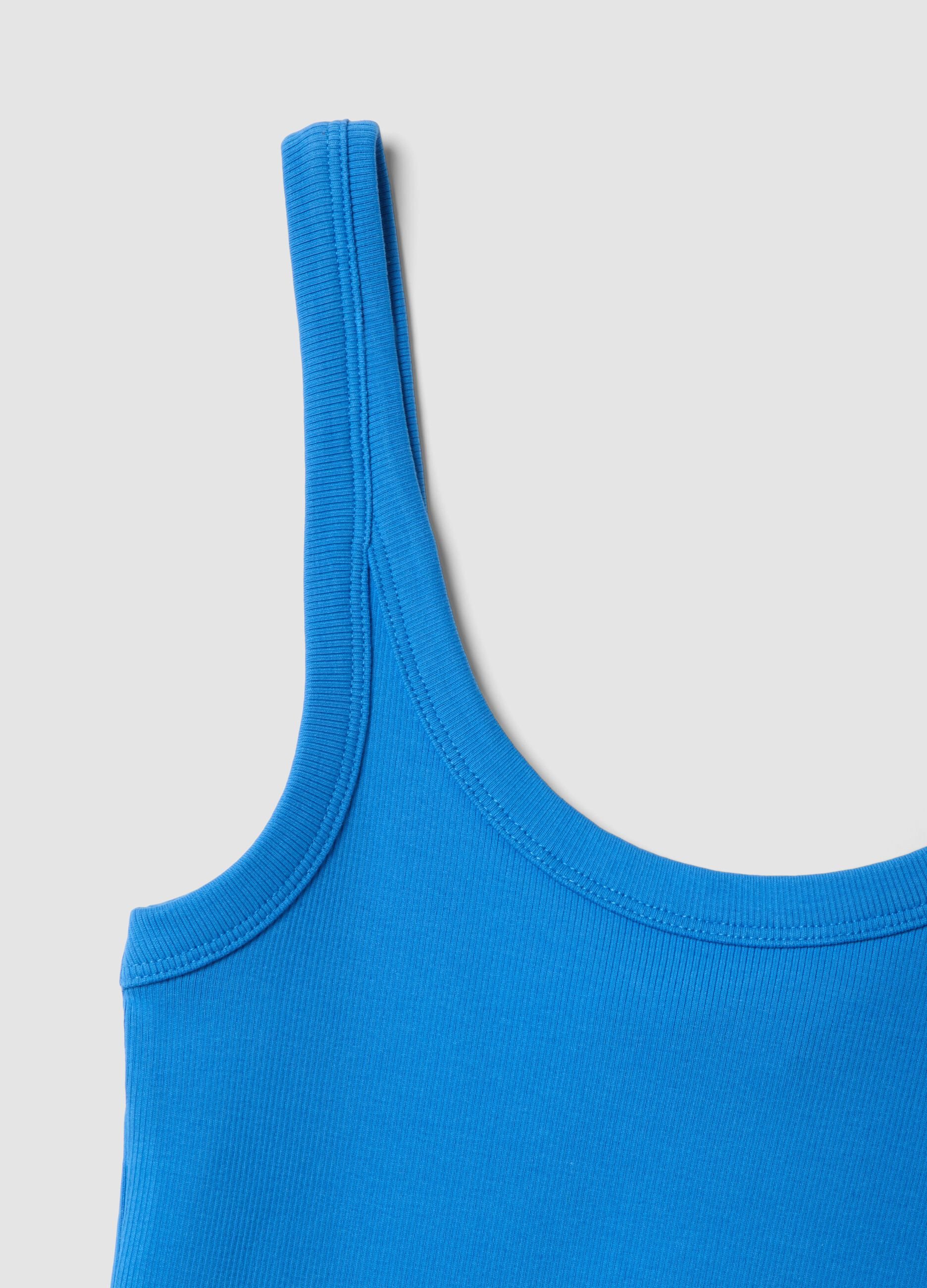 Canotta fitted in cotone elasticizzato blu