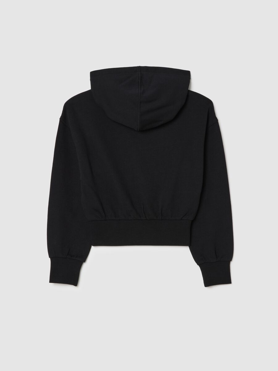 Felpa da ragazza in puro cotone nero regular fit con cappuccio_4