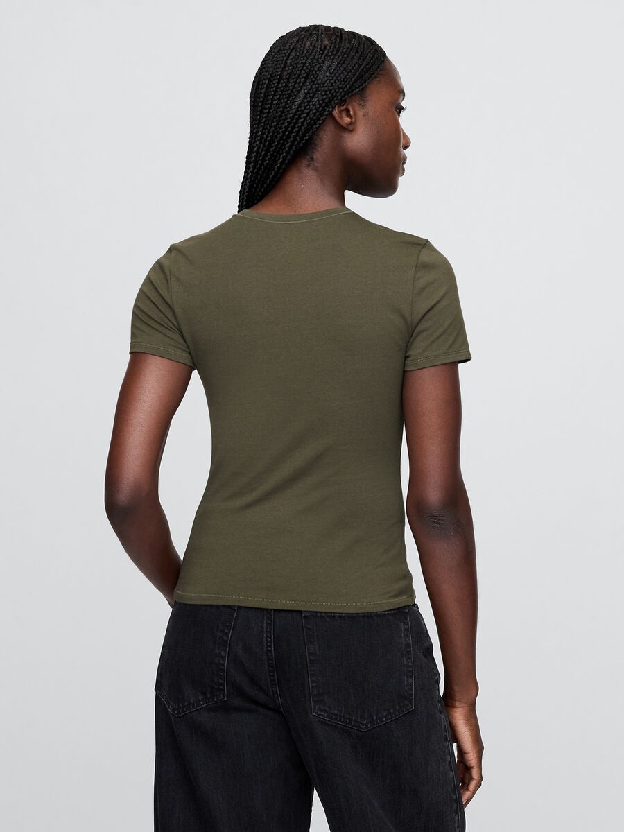 T-shirt verde elasticizzata a maniche corte_2