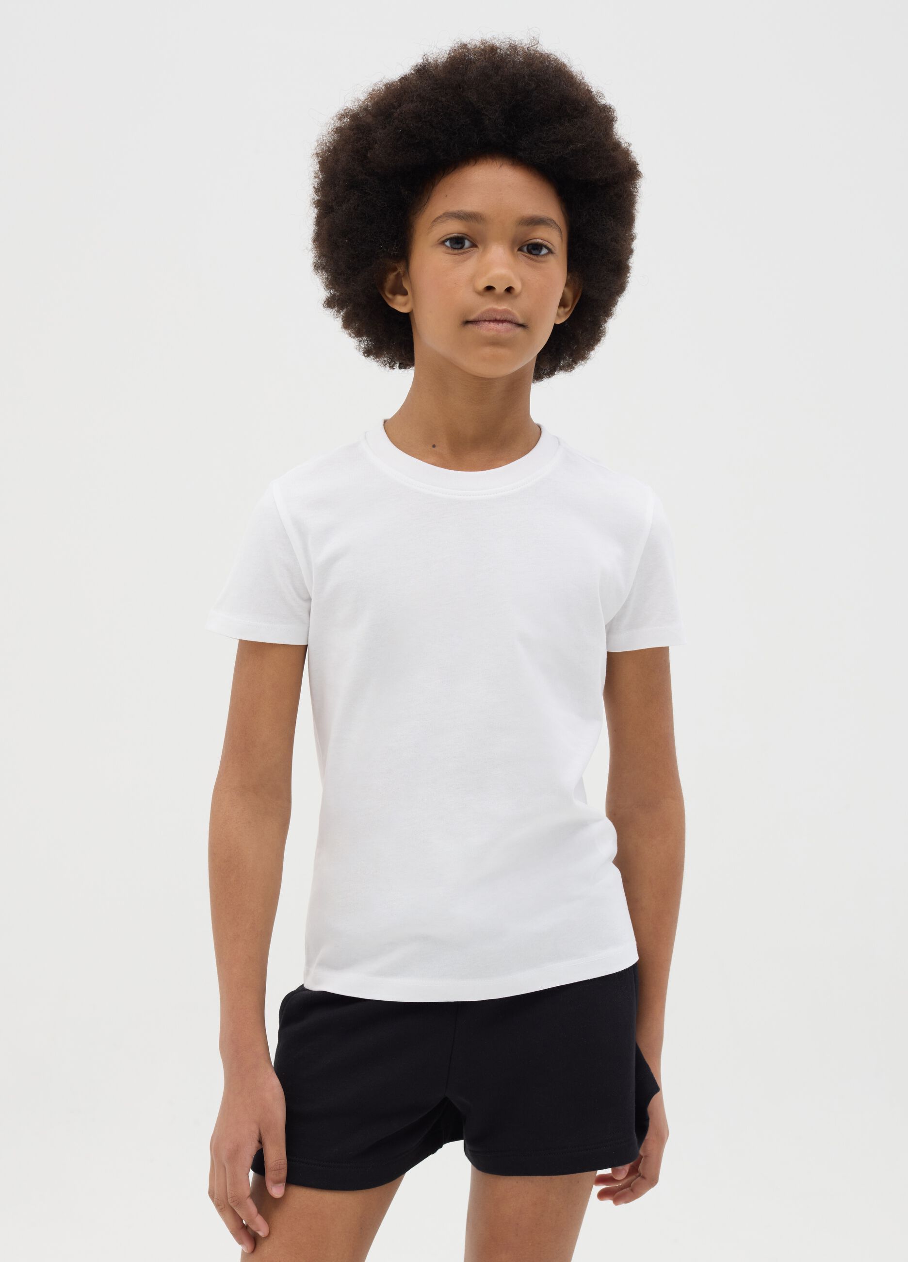 T-shirt da ragazza in puro cotone bianca regular fit con girocollo