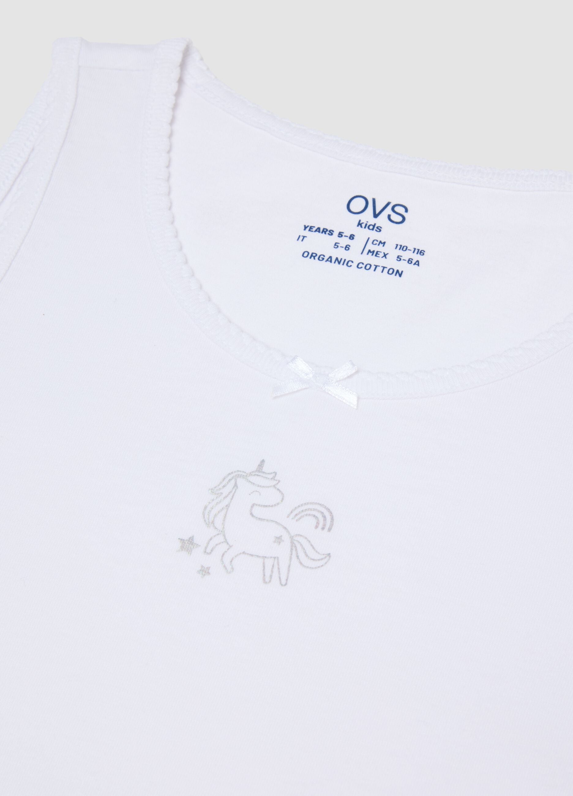 2-pack of multicolour girls&rsquo; organic cotton crew-neck vests