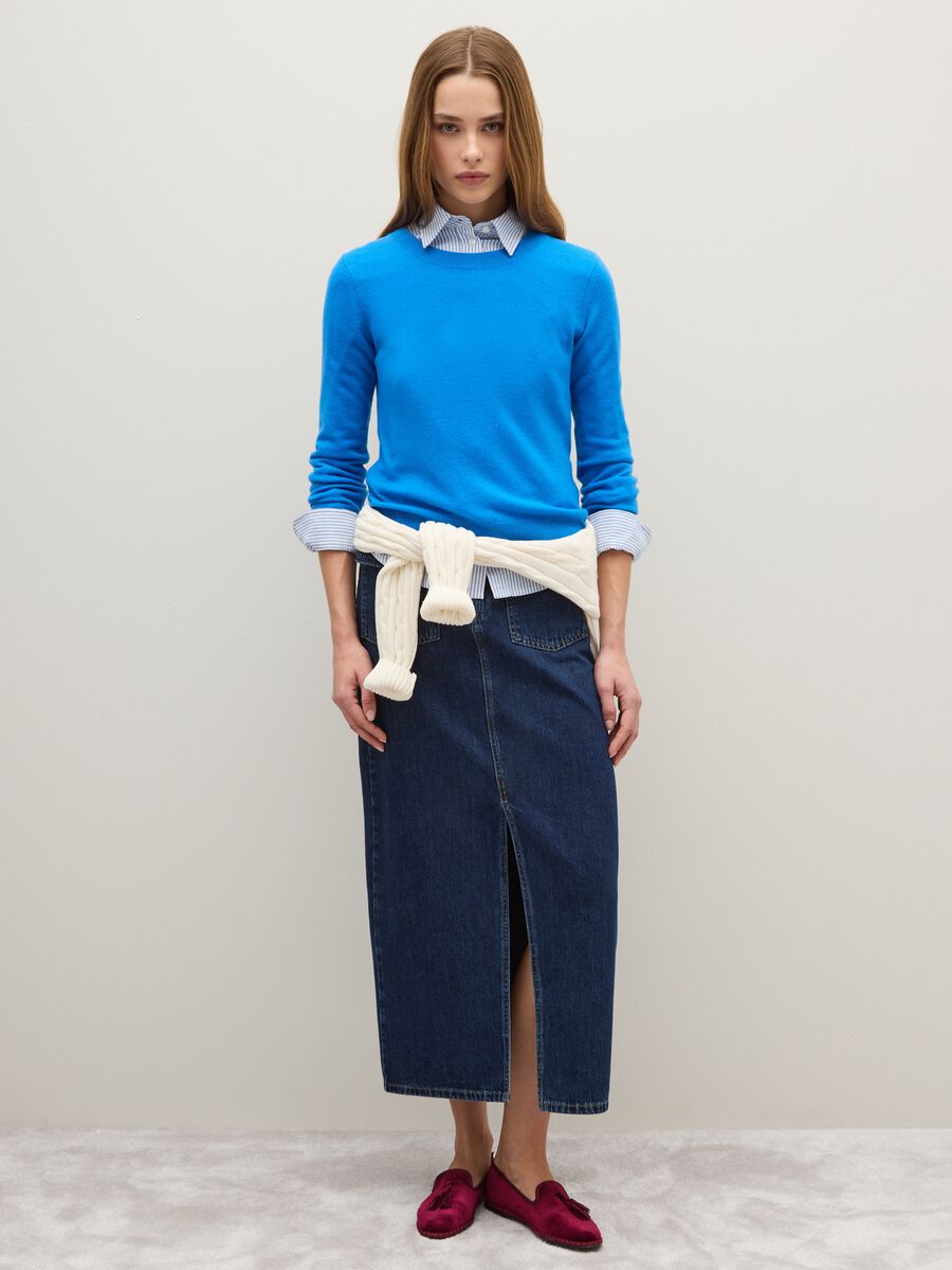 Blue pure wool regular fit sweater_2