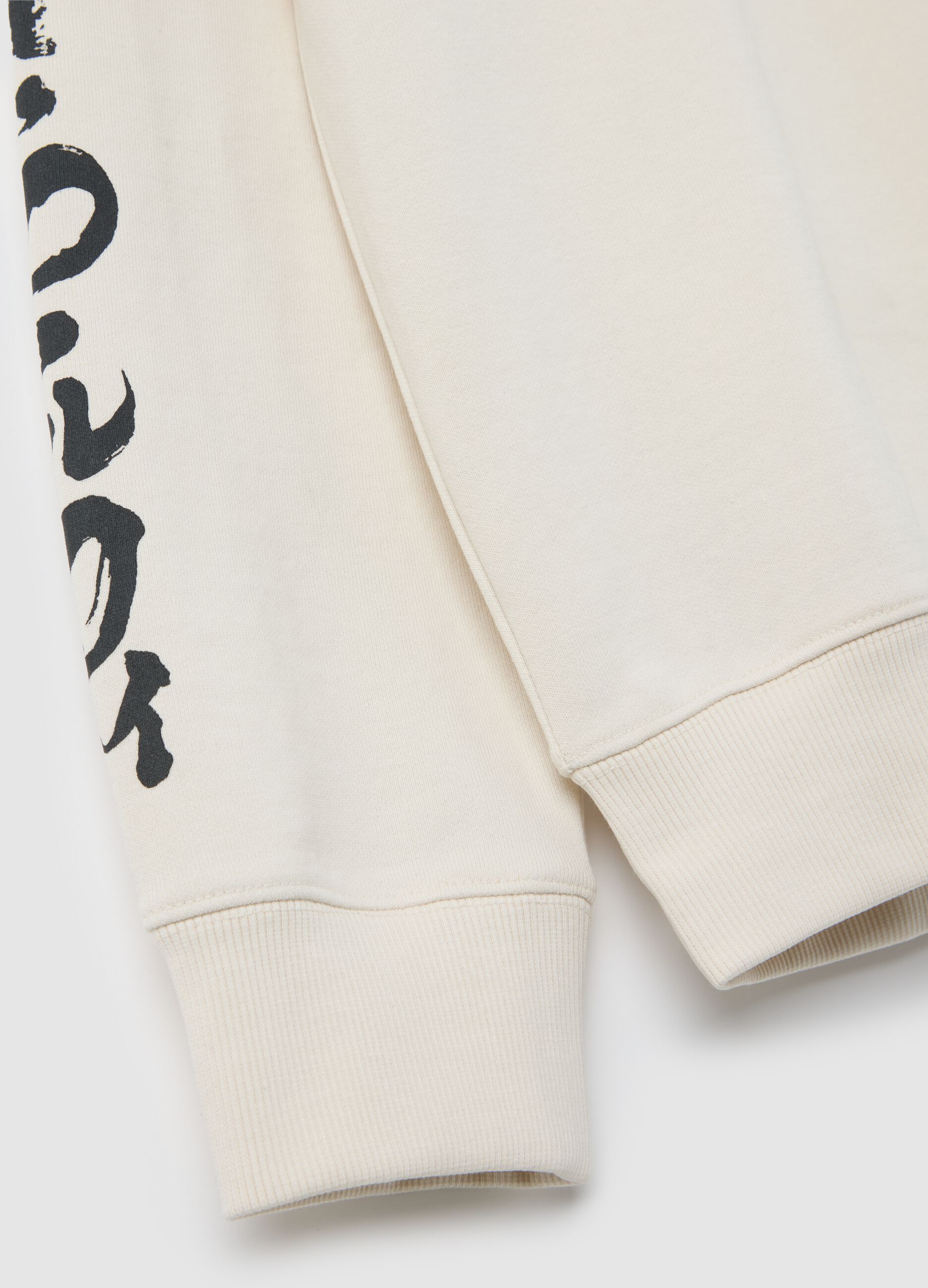 White Sweatshirt with Logo and Sleeve Print