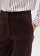 Regular fit brown cotton and velvet trousers_3