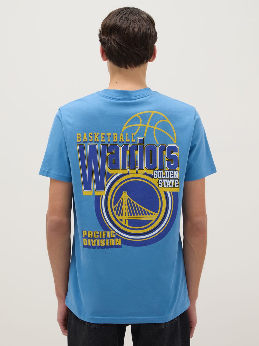 Sky Blue Pure Cotton Regular Fit T-shirt with Golden State Warriors Logo_2
