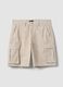Beige stretch cotton cargo Bermuda shorts_4