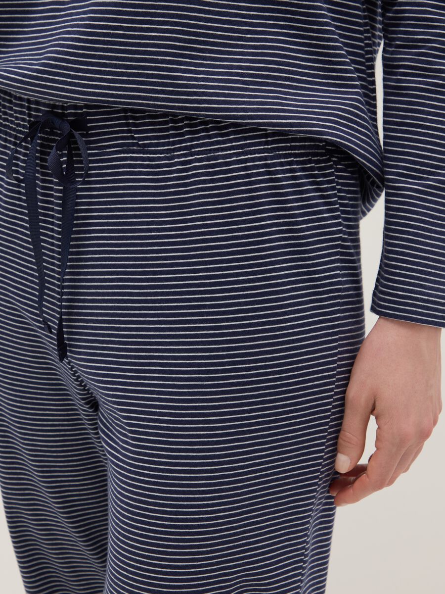 Multicolour striped pure cotton regular fit pyjama trousers_3
