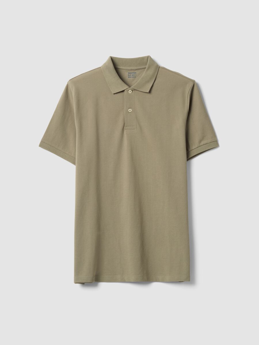 Polo verde in puro cotone piquet con colletto classico regular fit_0