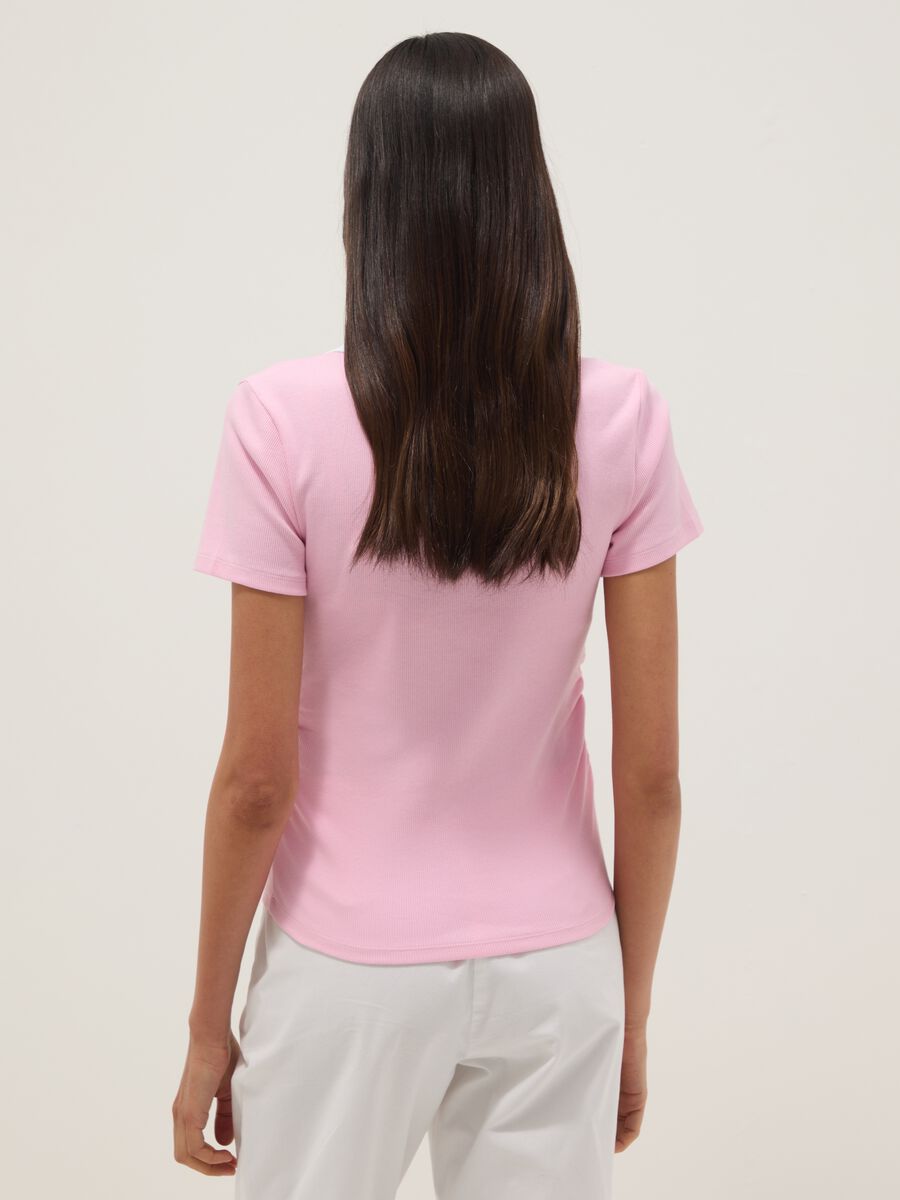 Polo a maniche corte in cotone elasticizzato rosa regular fit_3