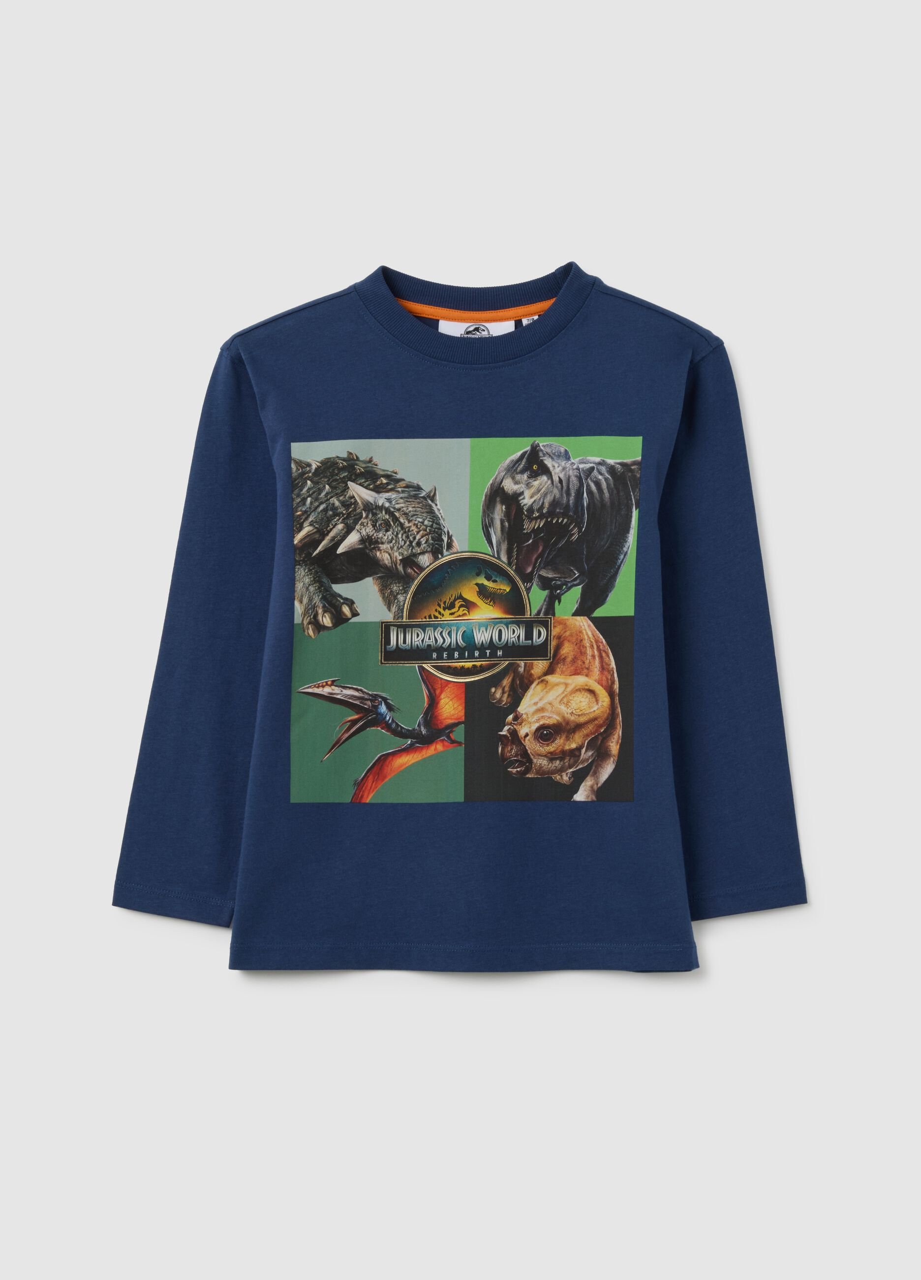 T-shirt blu a maniche lunghe per bambino Jurassic World