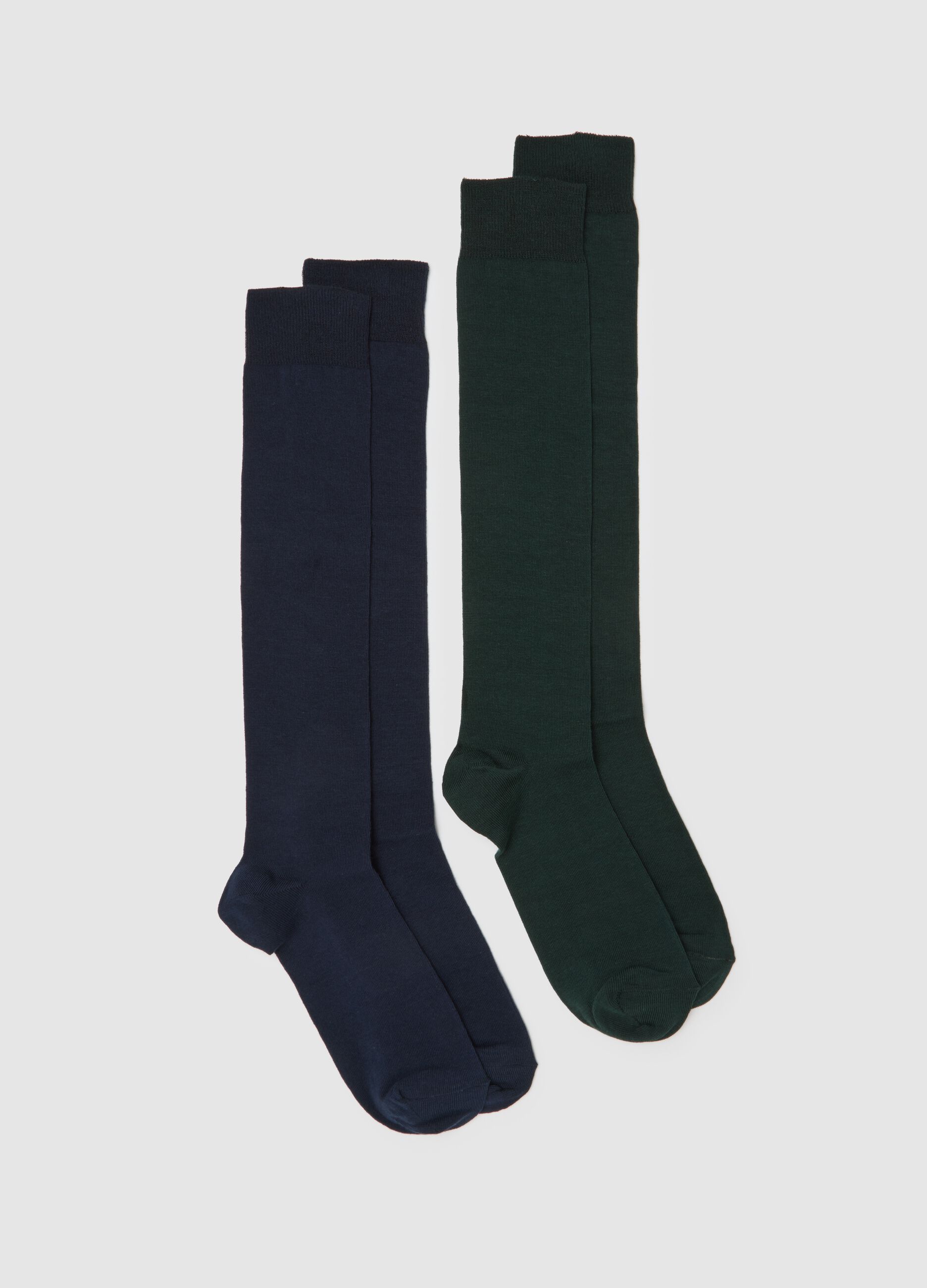 Set bipack calze lunghe in cotone blu elasticizzato