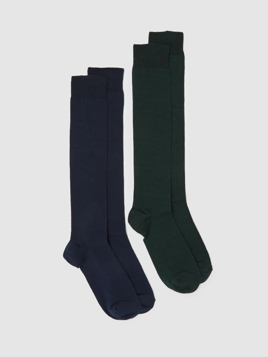 Set bipack calze lunghe in cotone blu elasticizzato_0