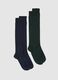 Set of two blue elasticated cotton long socks_0