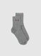 Grey cotton blend socks with ruched edges_0