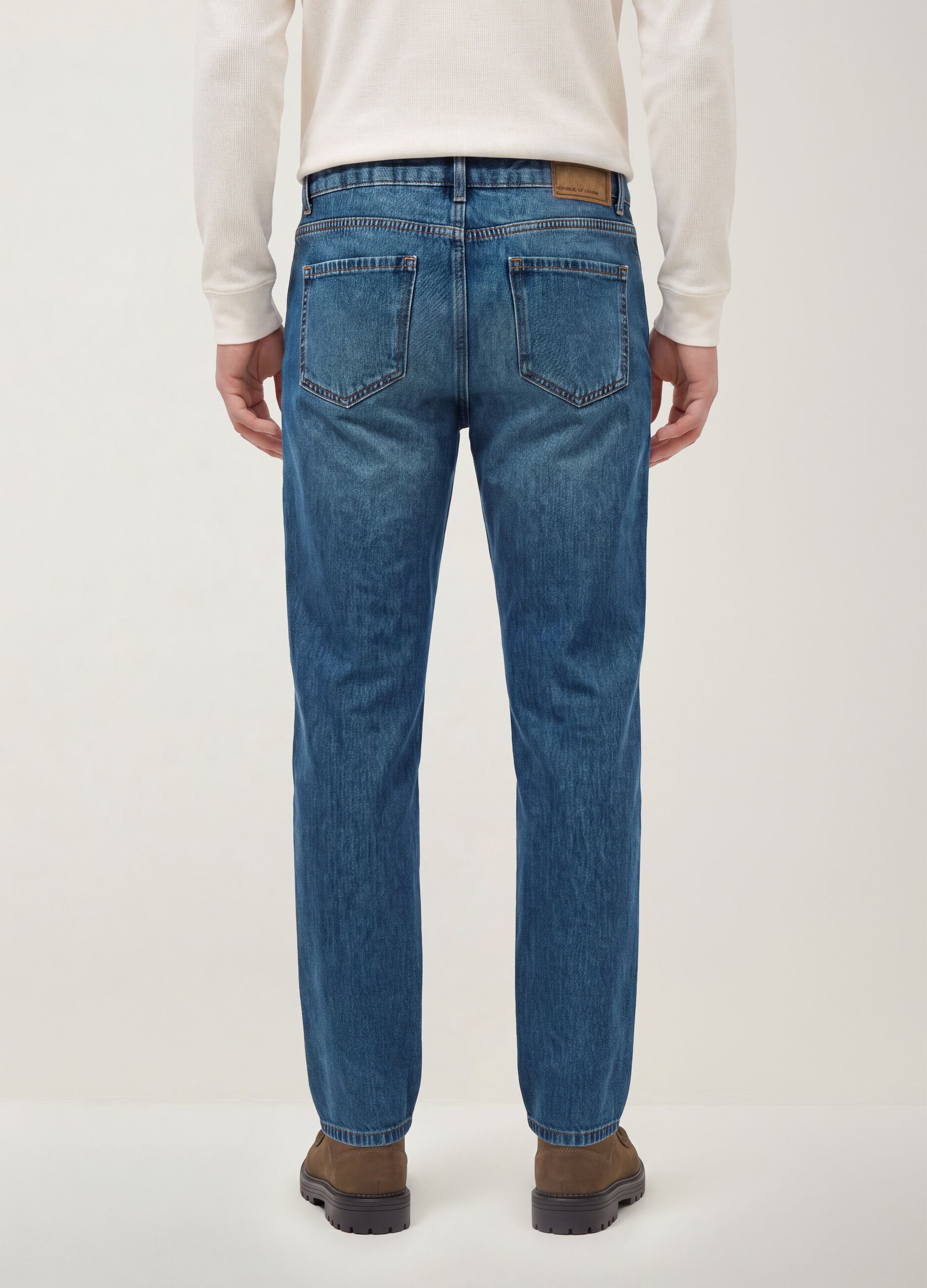 Blue denim jeans in pure cotton, regular fit