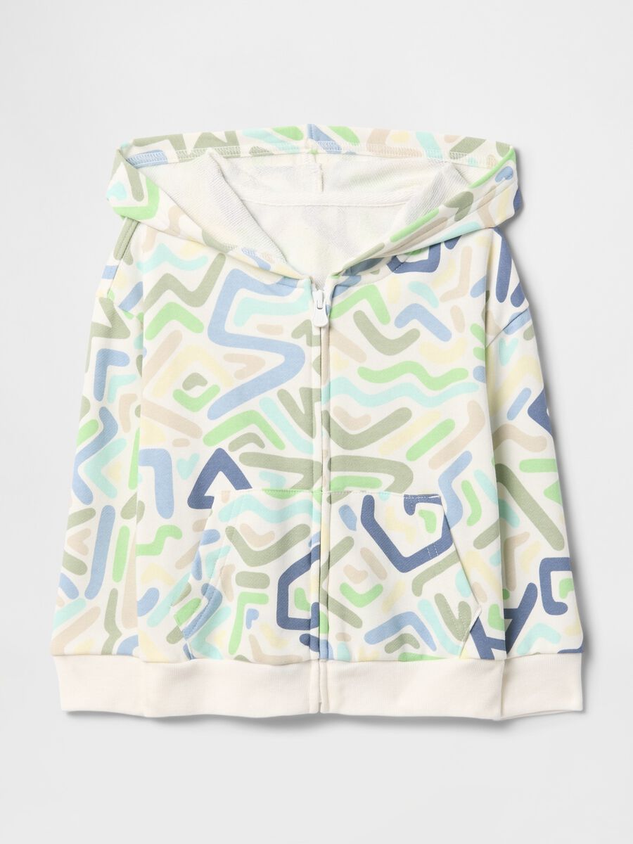 Sweatshirt with hood and geometric print_0