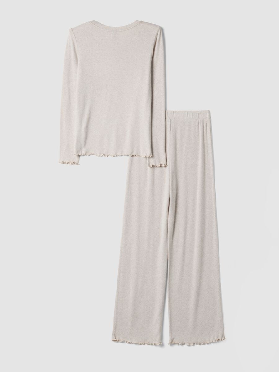 Pigiama beige in viscosa elasticizzata con girocollo_2