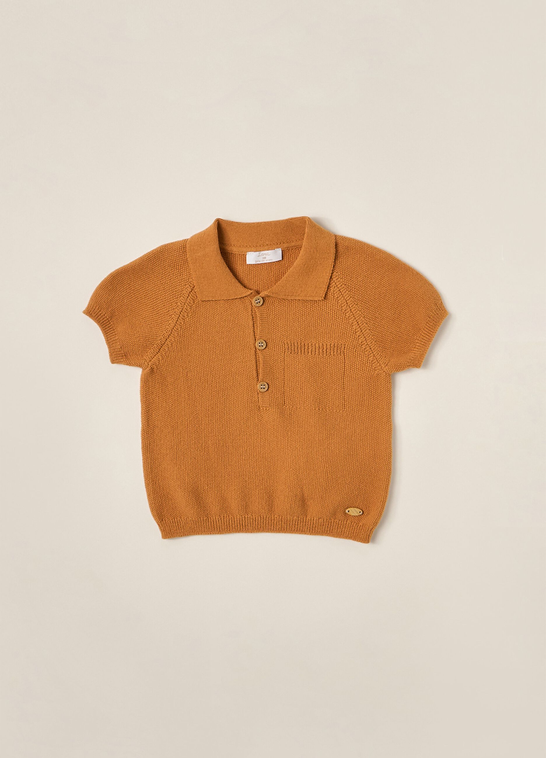 IANA newborn boy knit polo shirt in 100% cotton