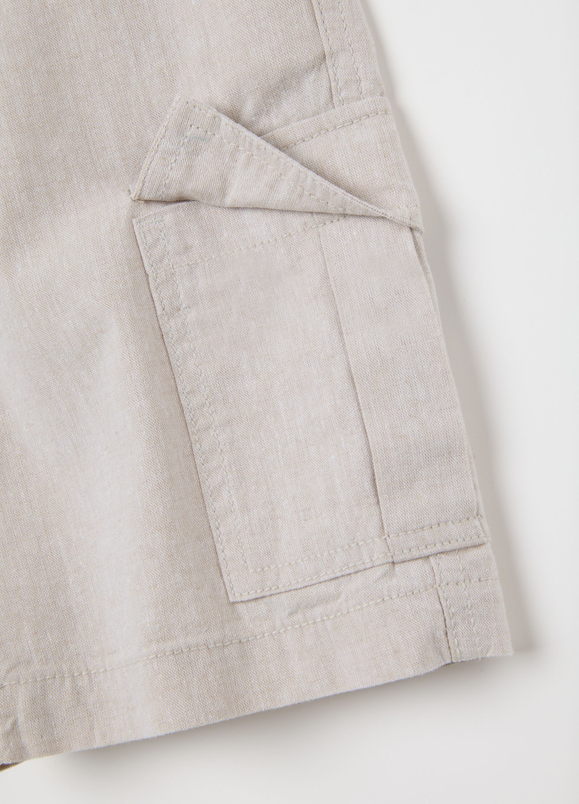 Beige cotton blend children's shorts with regular fit