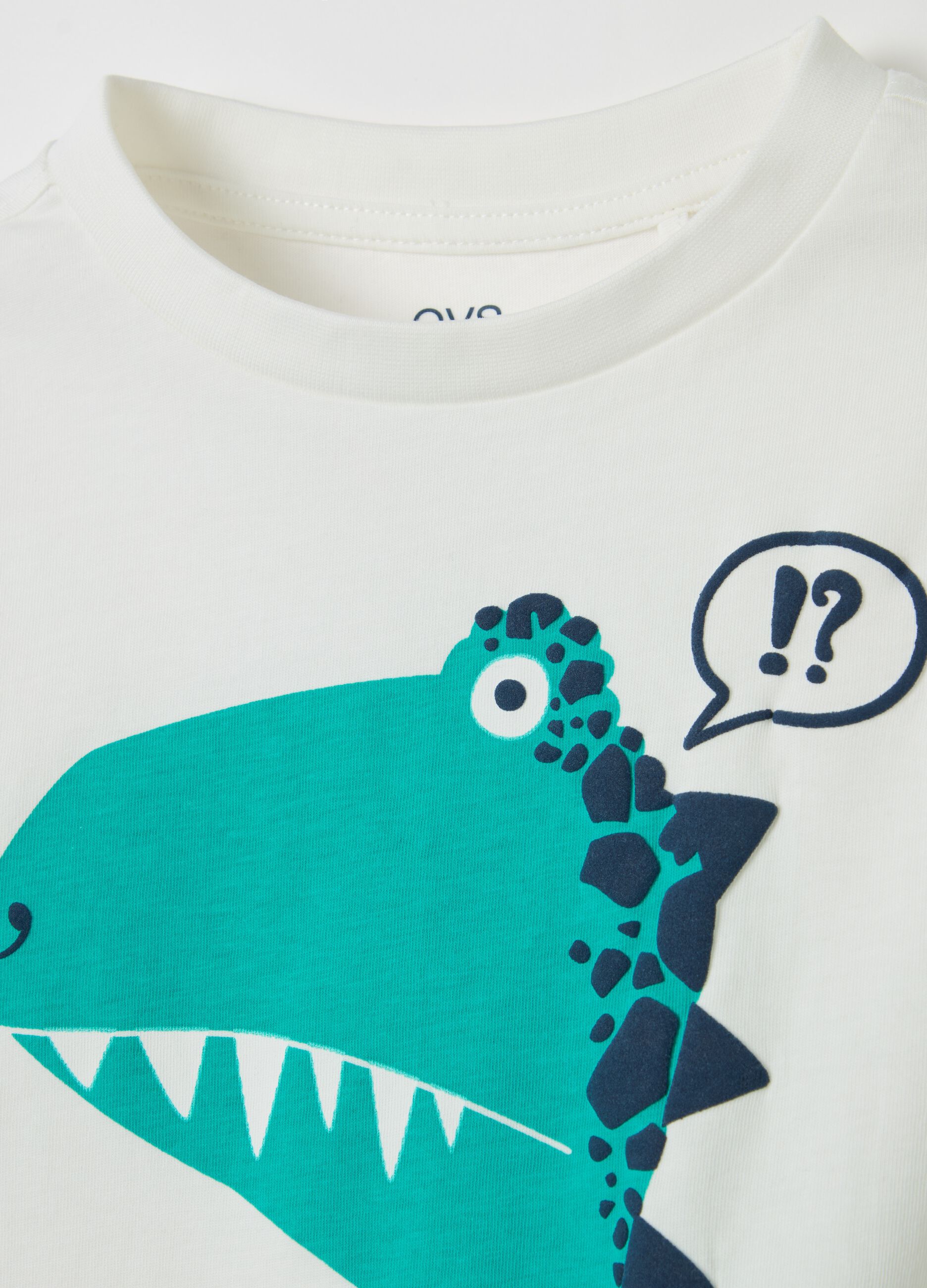 T-shirt with dinosaur print and long sleeves