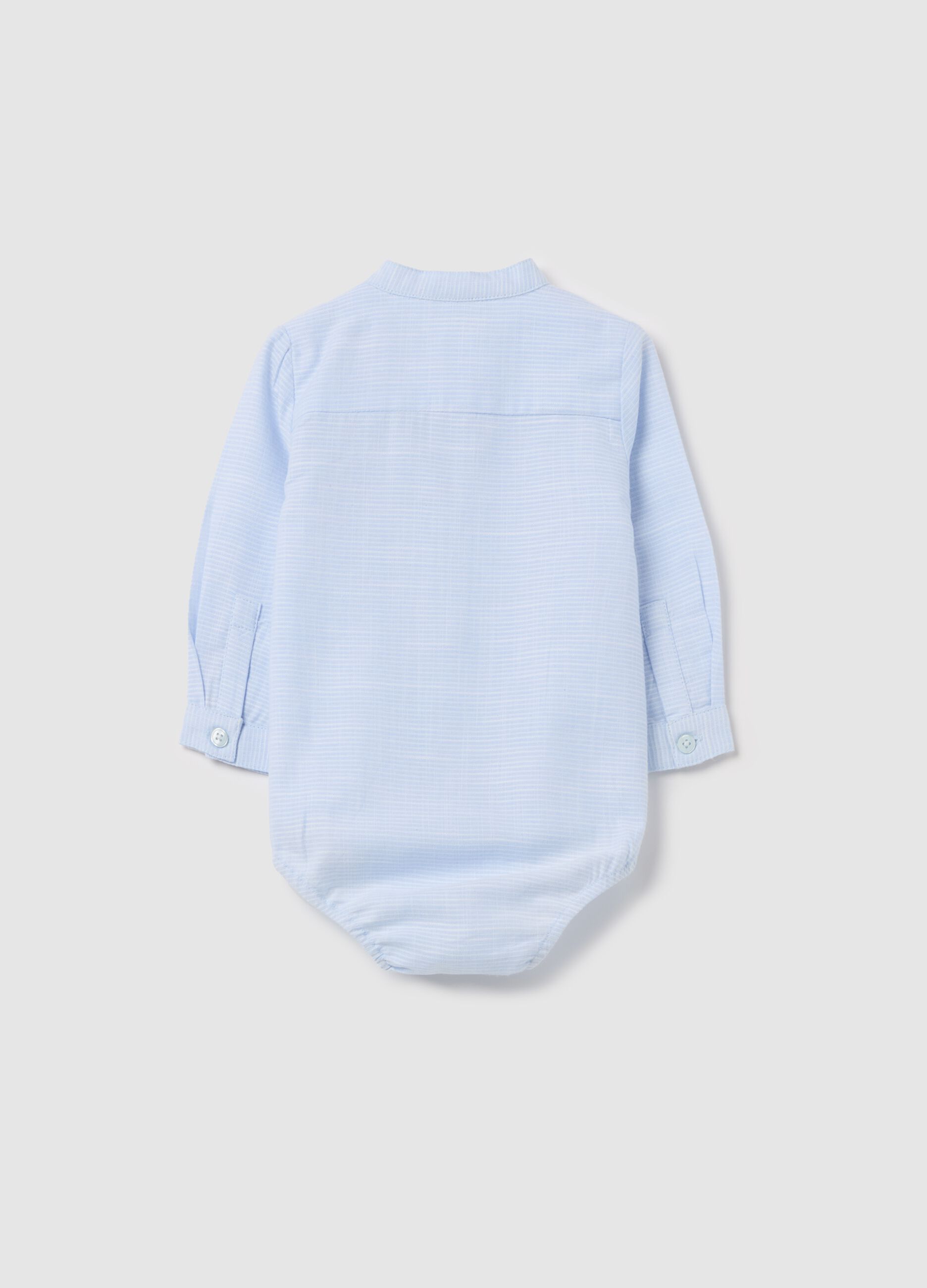 Cotton bodysuit shirt with stripes and pocket