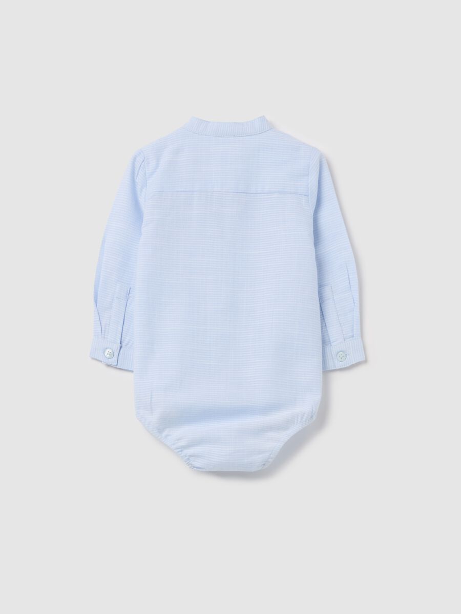 Cotton bodysuit shirt with stripes and pocket_1