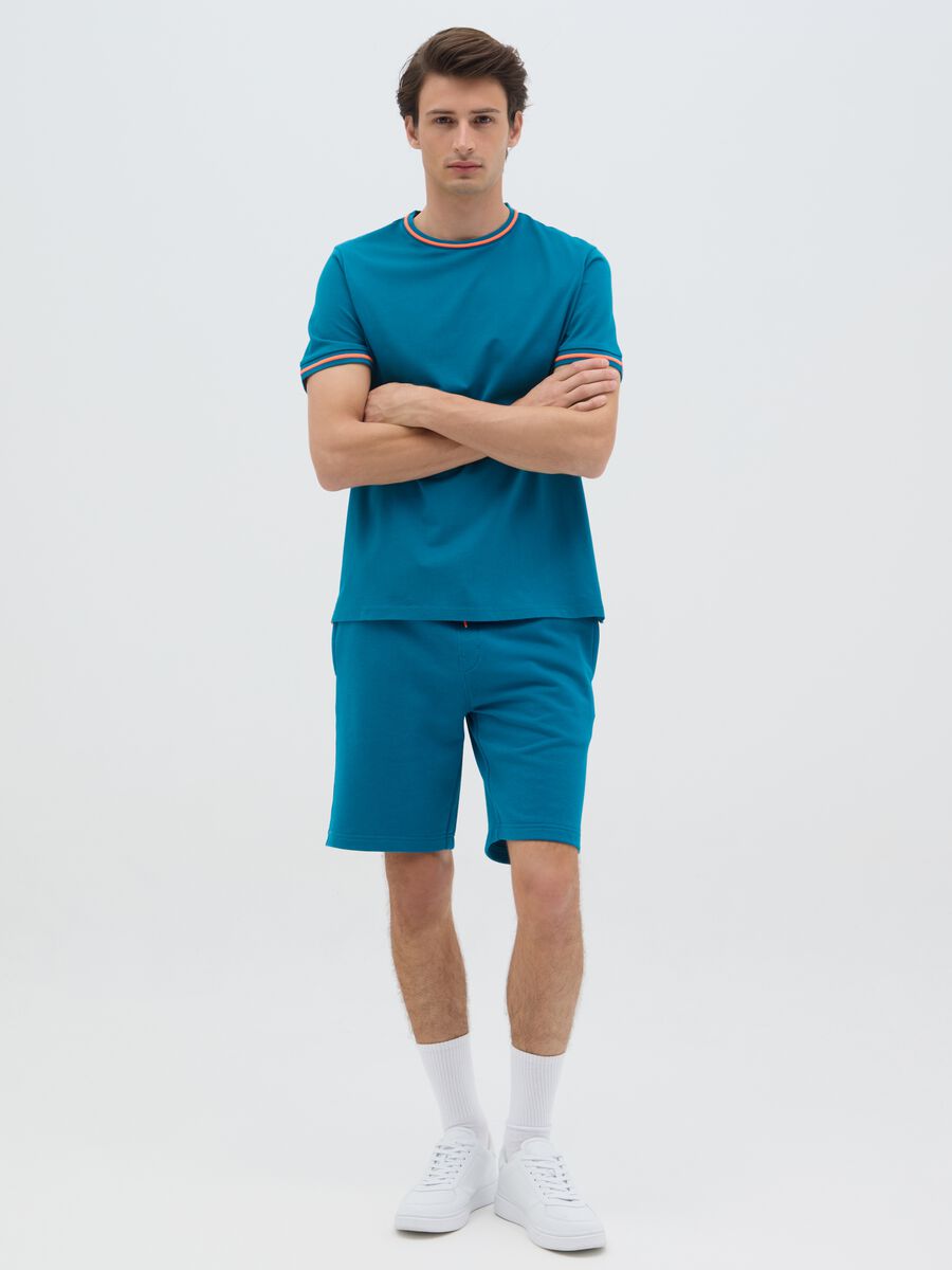 Men's blue cotton blend shorts regular fit_0
