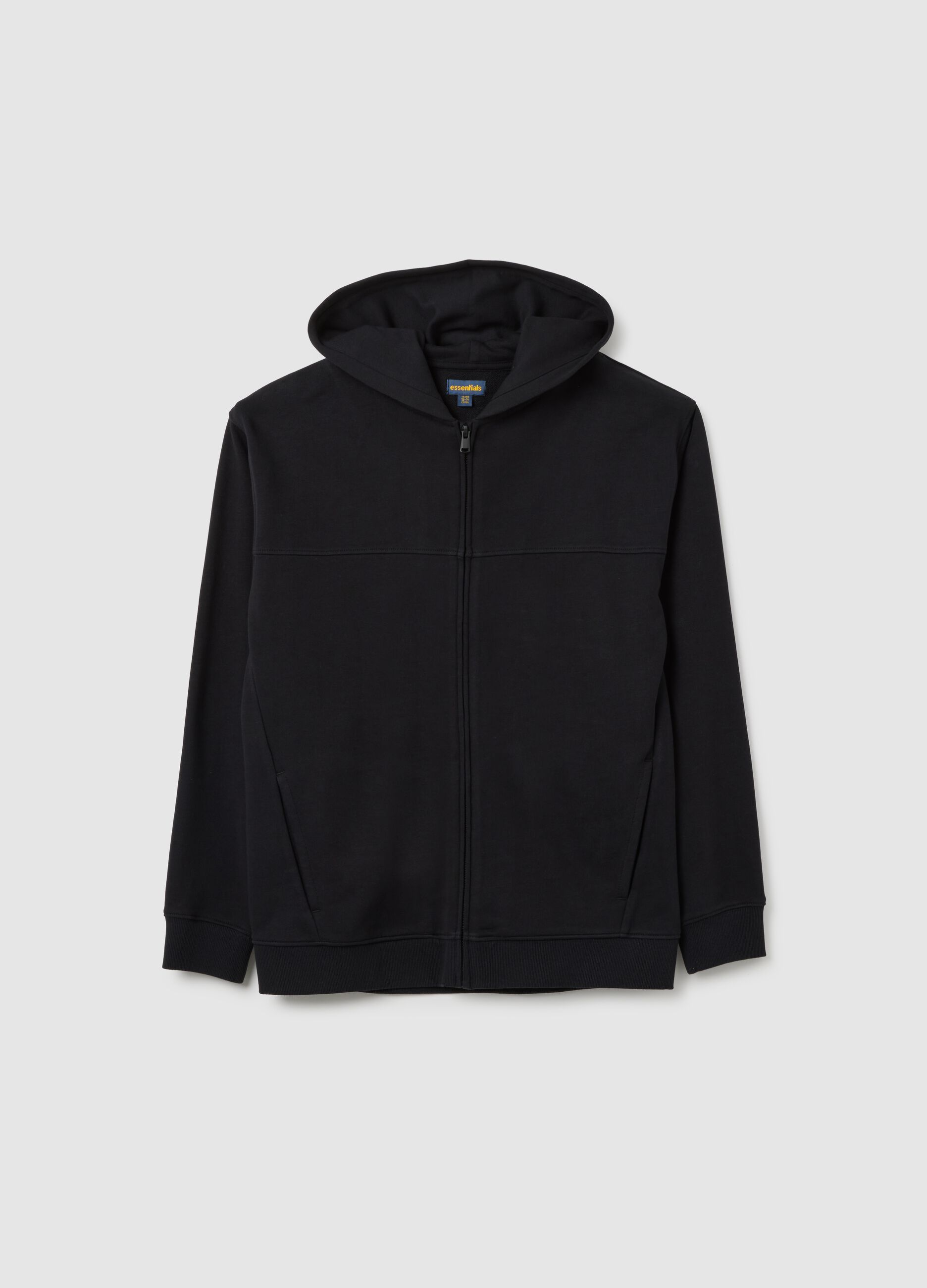 Black cotton boy's hoodie in regular fit
