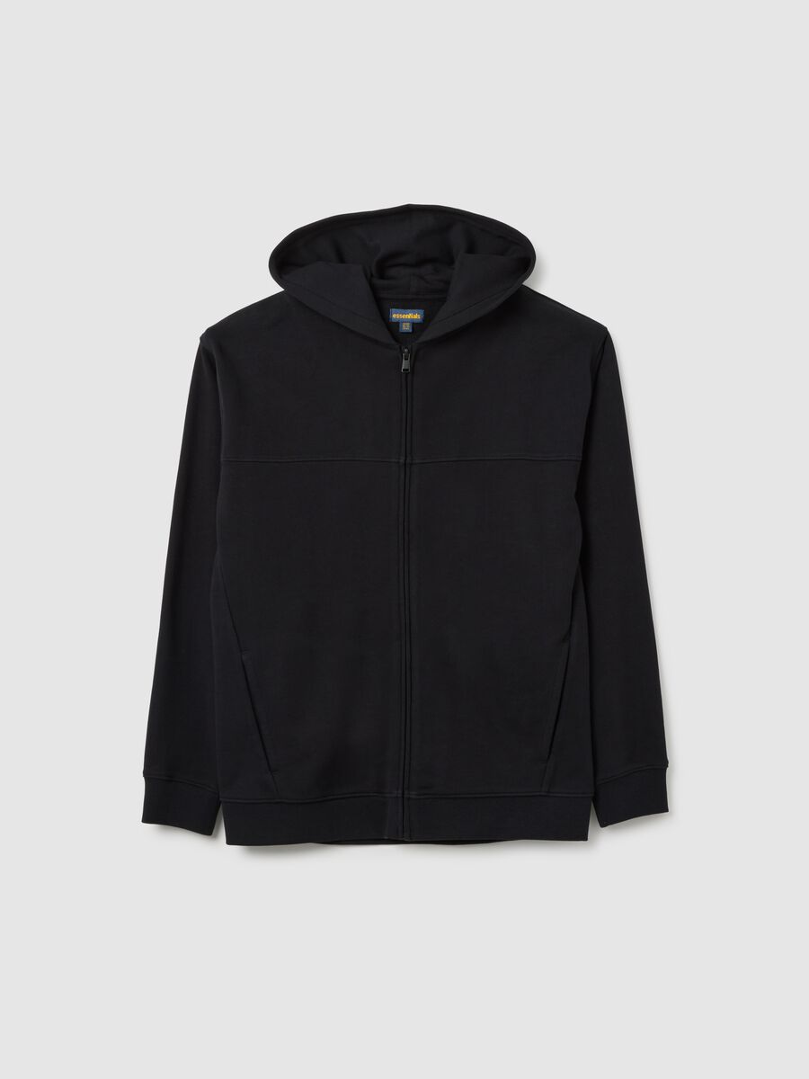 Black cotton boy's hoodie in regular fit_0