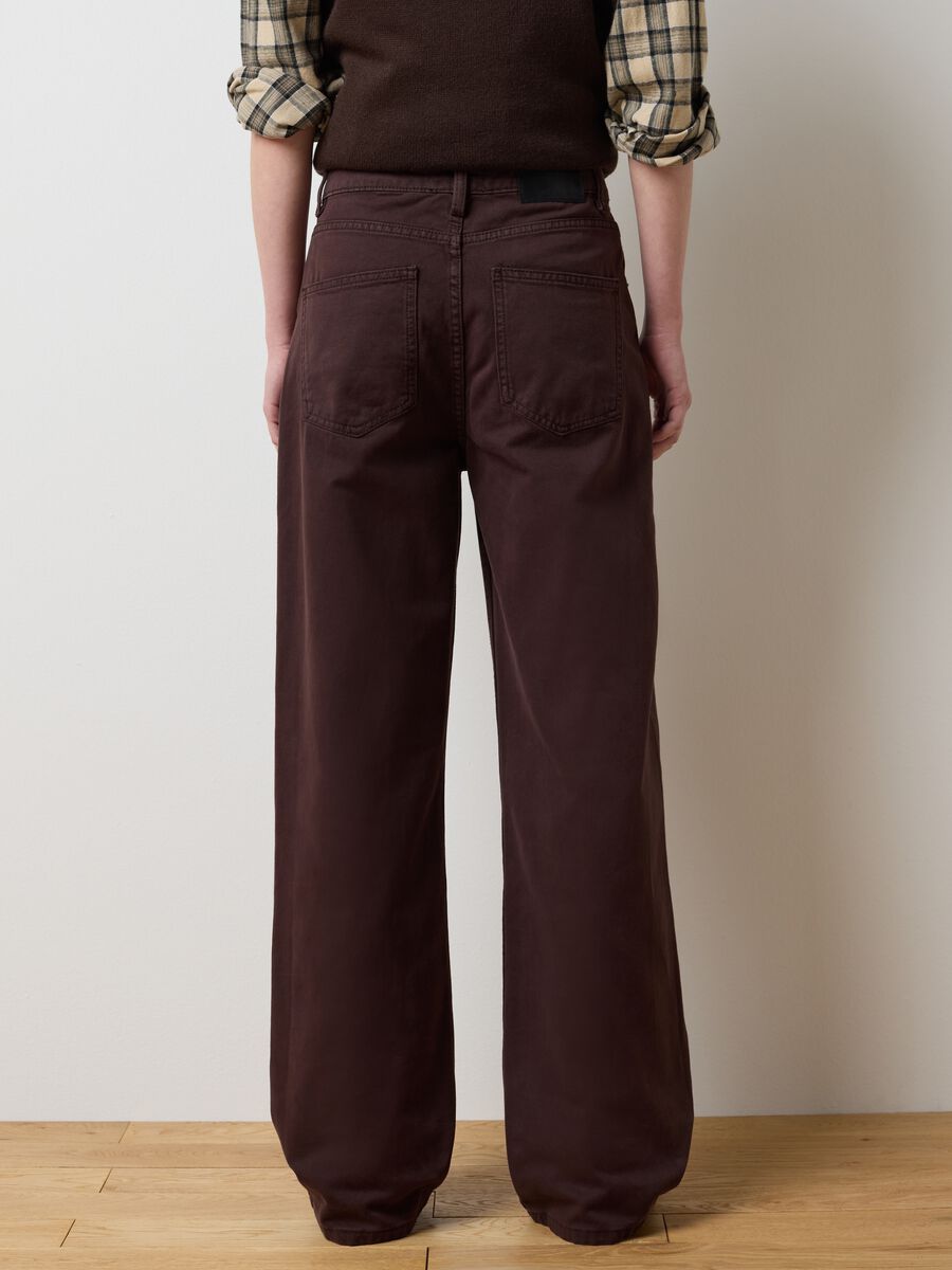 Brown wide leg jeans in pure cotton_2