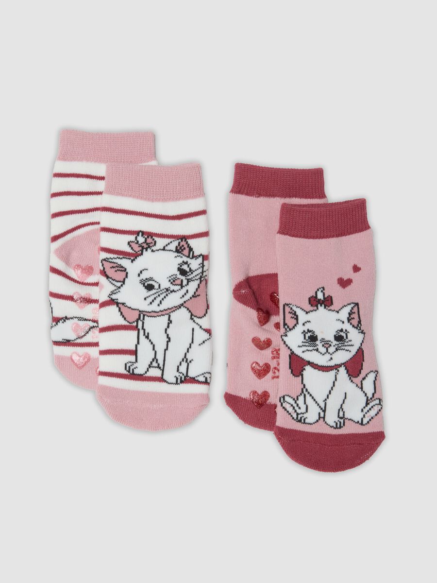 2-pack of pink anti-slip socks in stretchy organic cotton with The Aristocats print_0