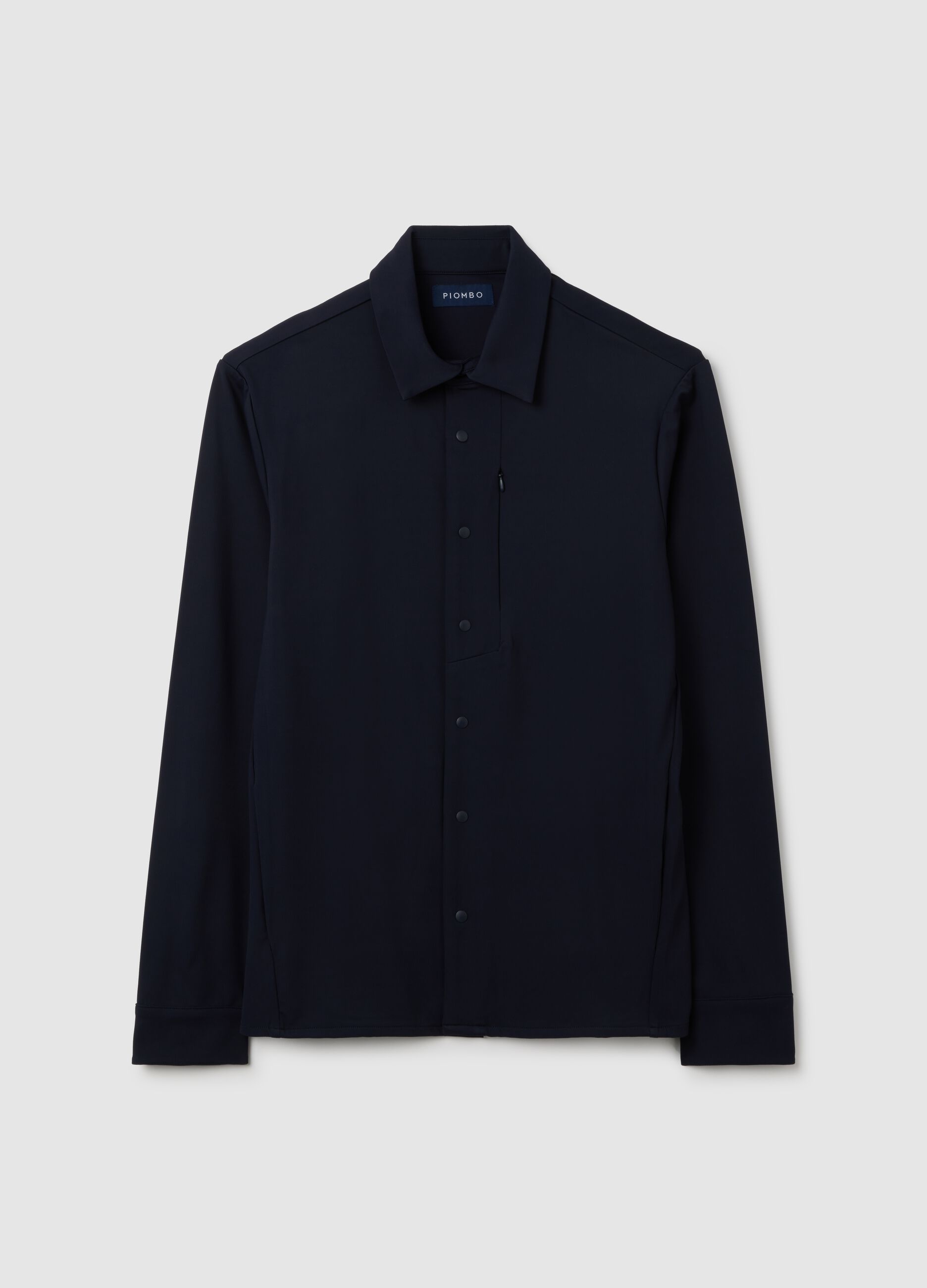 Blue sweatshirt with polo collar and buttons