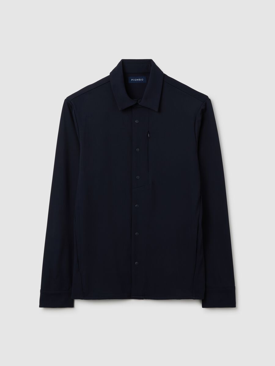 Blue sweatshirt with polo collar and buttons_0
