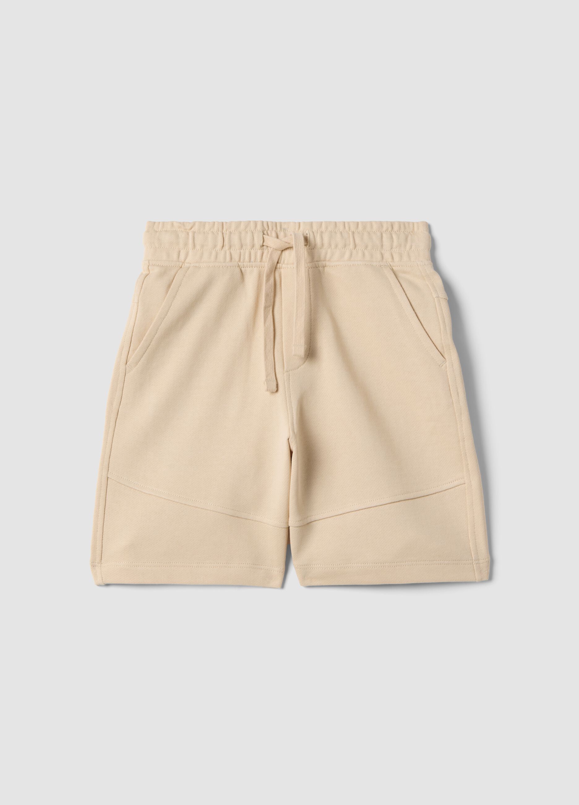 Beige pure cotton boys&rsquo; shorts, regular fit