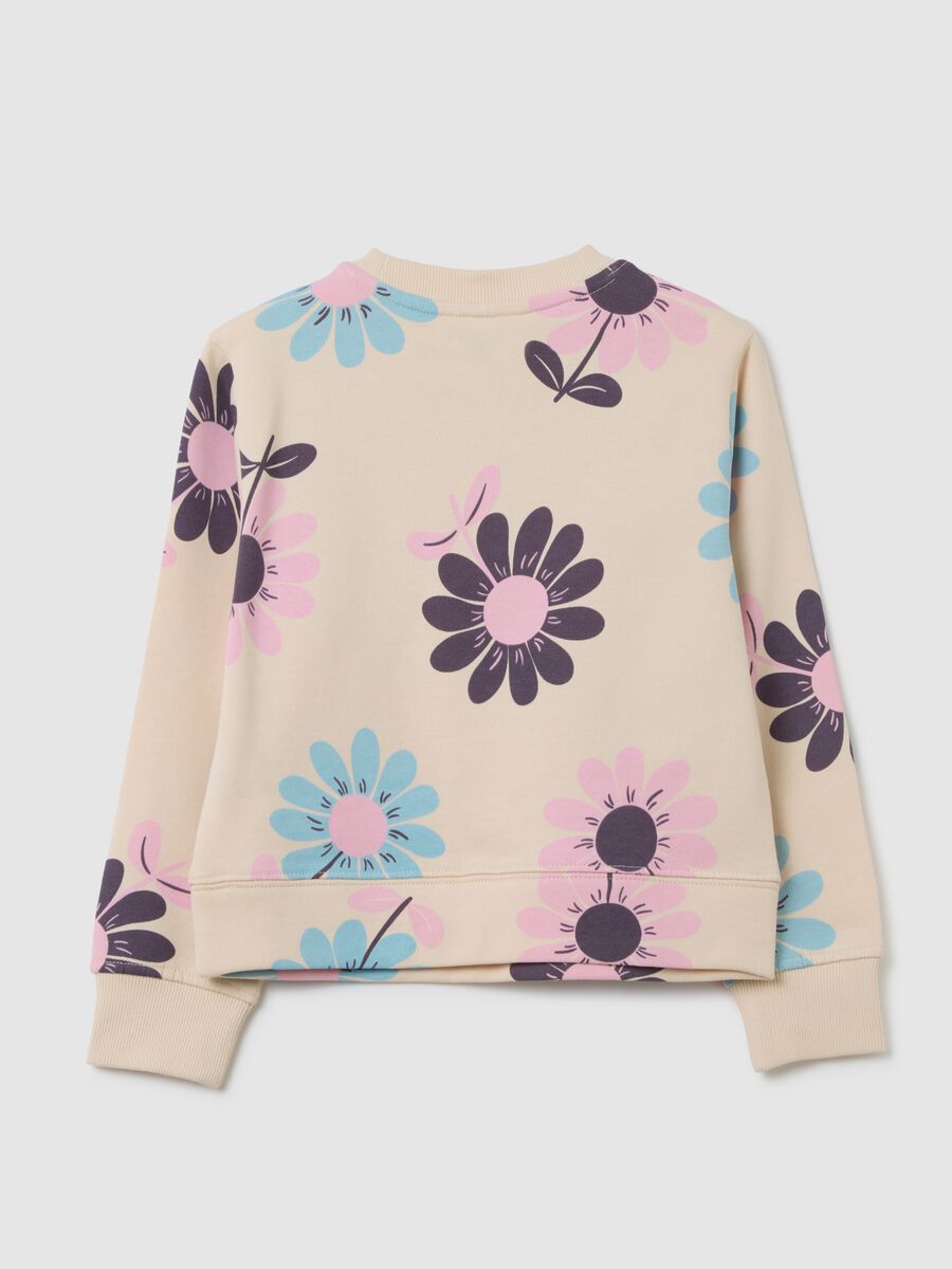 Girl's regular fit pink sweatshirt in pure cotton with floral print_1