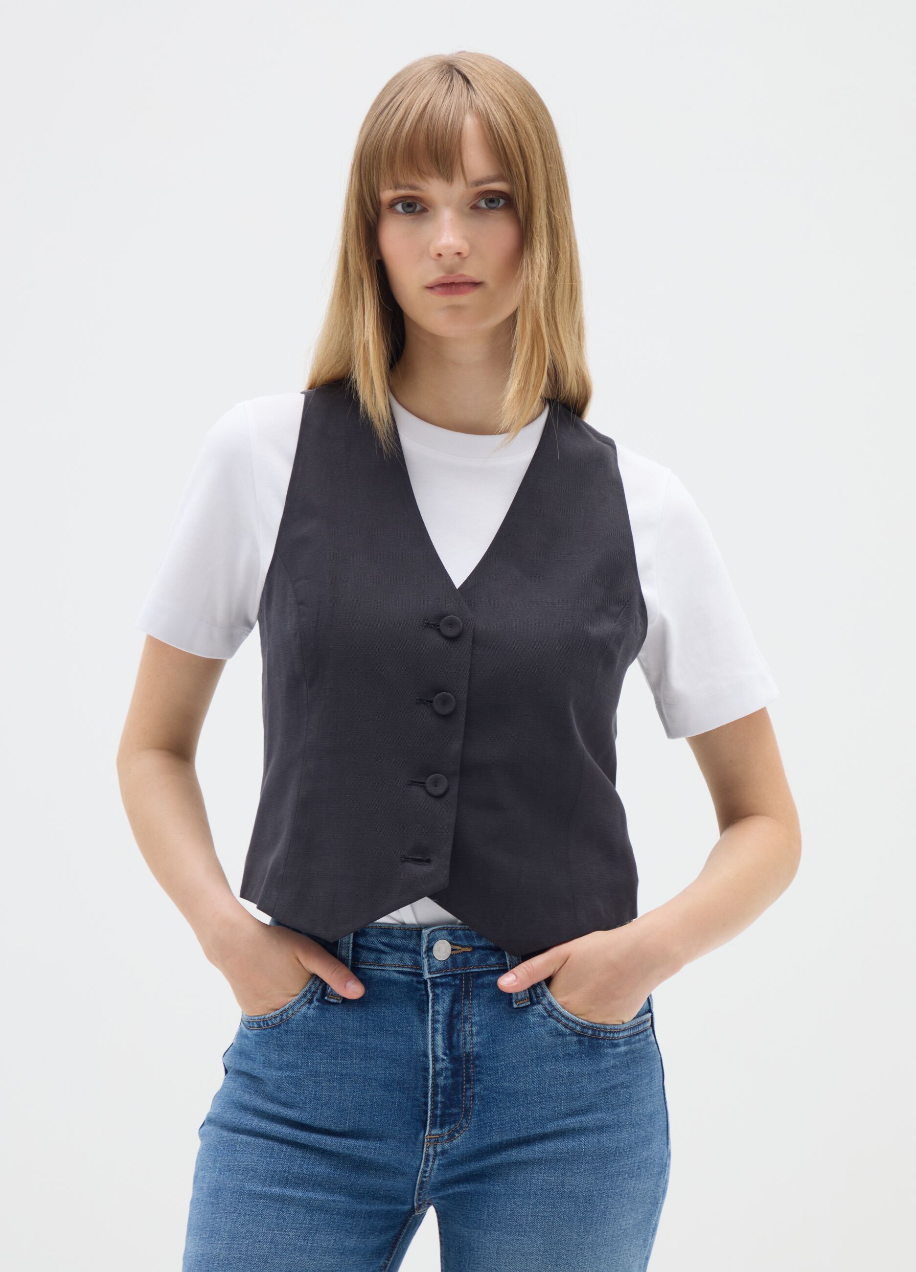 Gilet nero vestibilità slim