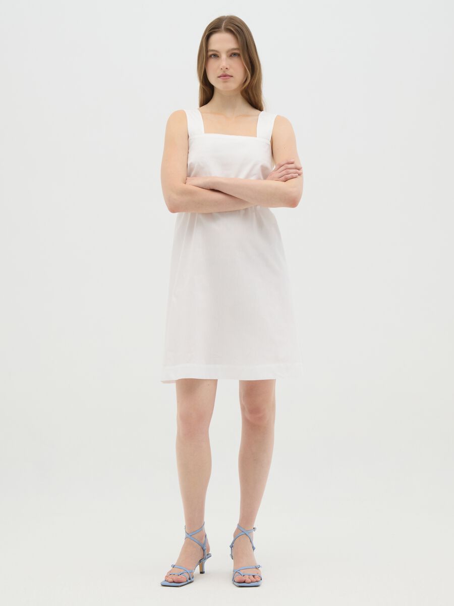 Women's pure white cotton dress regular fit_0
