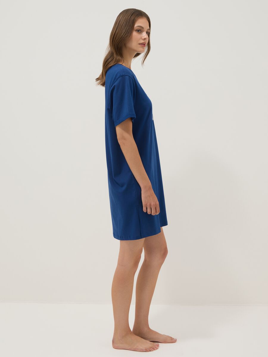 Blue pure organic cotton nightshirt with chest pocket_2